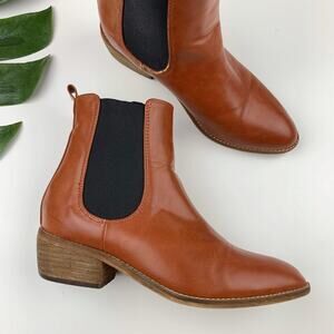 Arider Girl Heeled Chelsea Boots Brown Faux Leather Women's 6.5